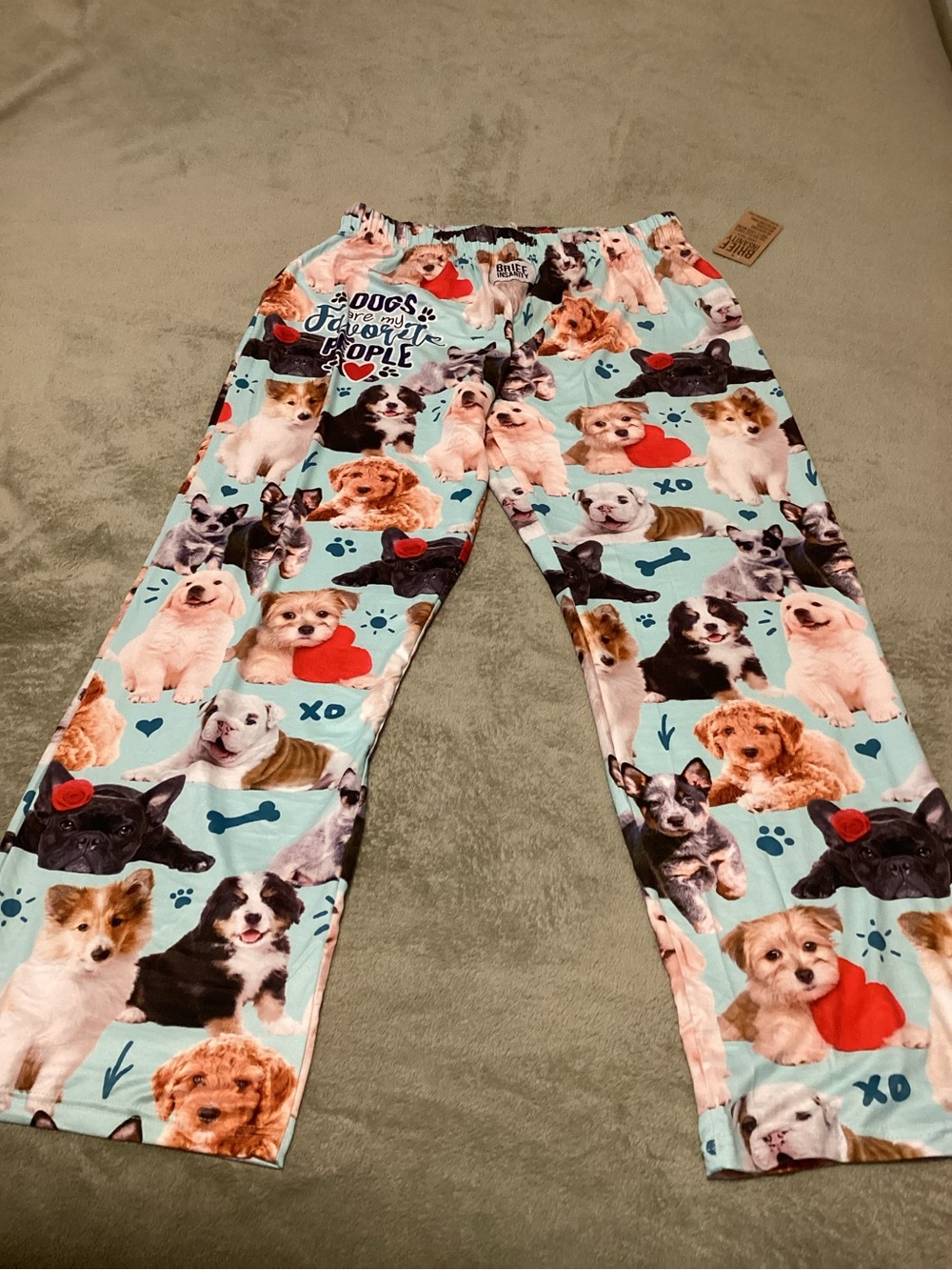 Brief Insanity Light Blue Puppy-Print Sleep Pants, XL, NWT